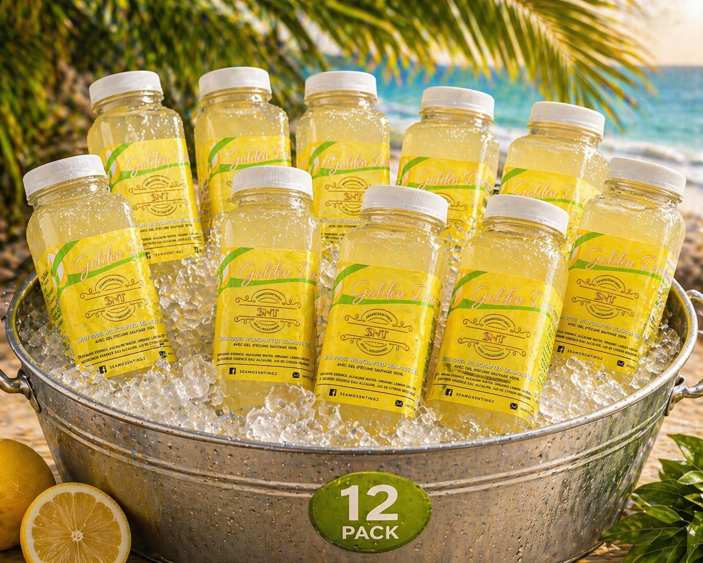 12 Pack of Golden Delight Sea Moss Lemonade